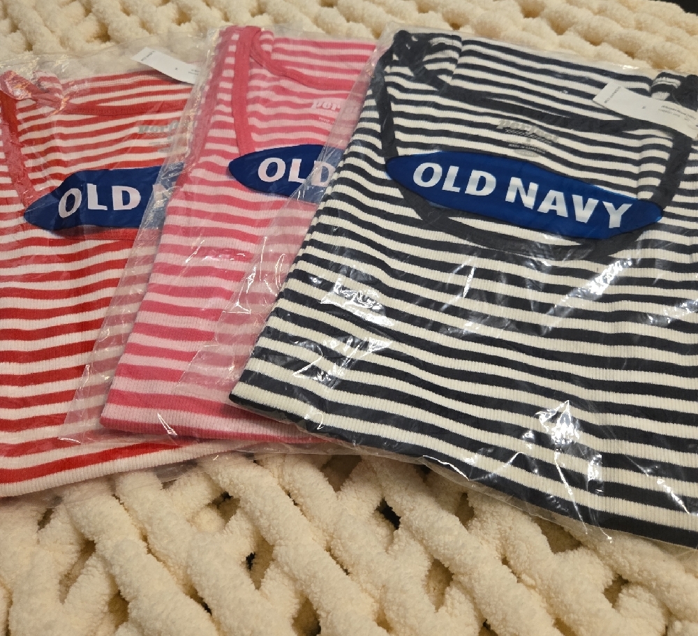 Old Navy Striped Tank Tops - Red, Pink, and Black